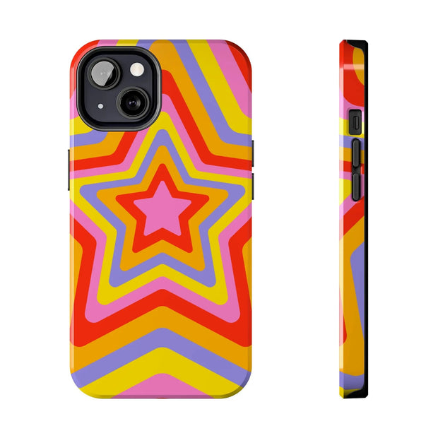 Retro Rainbow Star Groovy Tough Phone Case LavenderCeleste