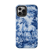 Blue Toile Horse Country Scenic Tough Phone Case LavenderCeleste