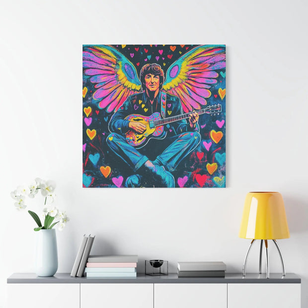 Psychedelic Guitar Angel Matte Canvas Art LavenderCeleste