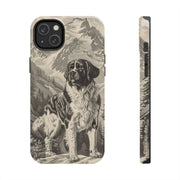 Saint Bernard Toile de Jouy Vintage Tough Phone Case LavenderCeleste