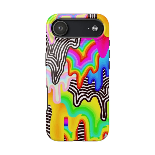 Psychedelic Rainbow Drip Tough Phone Case LavenderCeleste