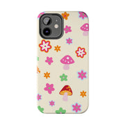 Retro Mushroom Flower Power Tough Phone Case LavenderCeleste