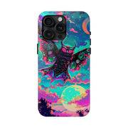 Mothman Tough Phone Case – Psychedelic Neon Cryptid Aesthetic - LavenderCeleste