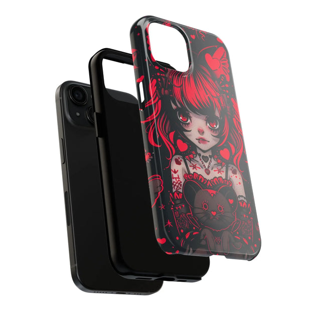 Kawaii Gothpunk Red Heart Tough Phone Case