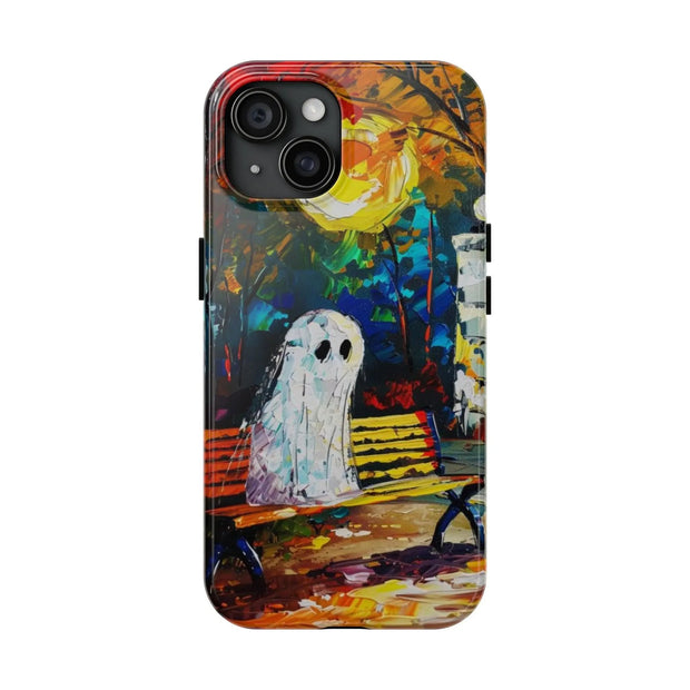 Lonely Ghost Tough Phone Case – Abstract Fall Park Bench Painting