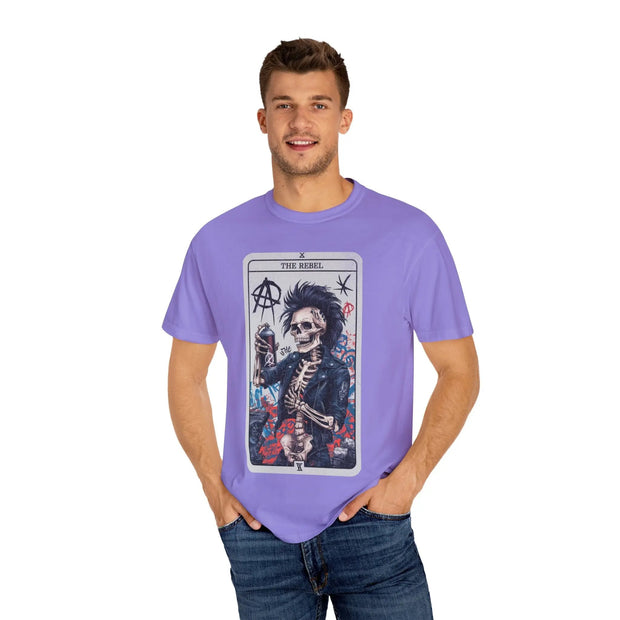 The Rebel Skeleton Tarot Punk Comfort Colors Tee LavenderCeleste