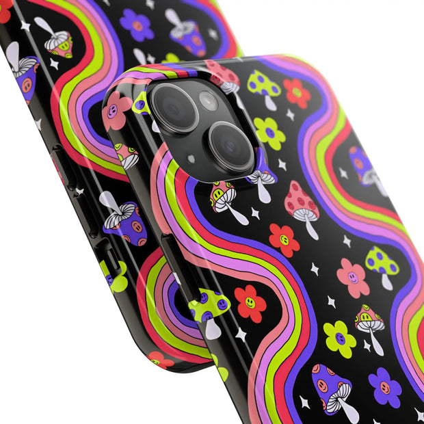 Groovy Mushroom Rainbow Tough Phone Case LavenderCeleste