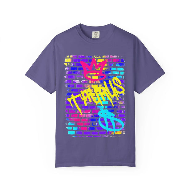 Taurus Graffiti Crown Street Art Comfort Colors Tee LavenderCeleste