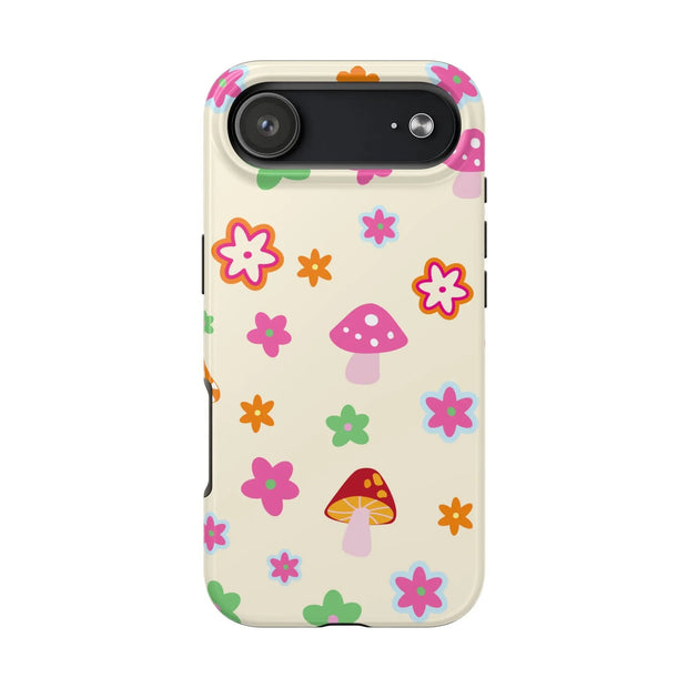 Retro Mushroom Flower Power Tough Phone Case LavenderCeleste