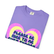 Please Be Nice To Me Retro Heart Graphic Tee LavenderCeleste