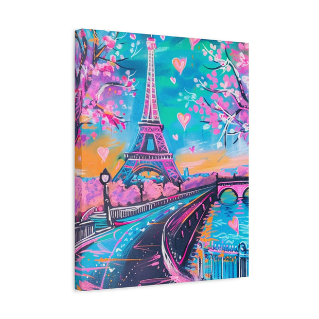 Pink Paris Eiffel Tower Dreamy Matte Canvas Art LavenderCeleste