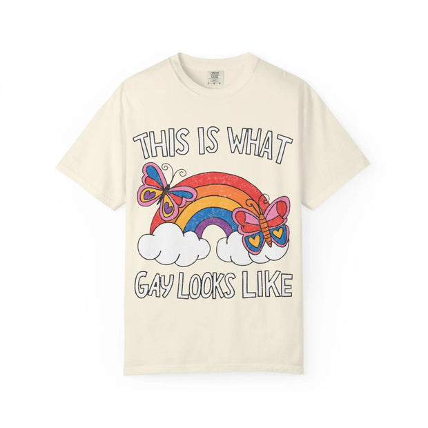 This Is What Gay Looks Like Rainbow Pride Comfort Colors Tee LavenderCeleste