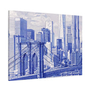 New York City Toile Art – Blue Scenic Skyline Matte Canvas Printify