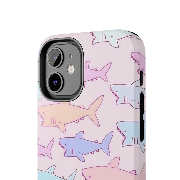 Pastel Shark Pattern Tough Phone Case Printify