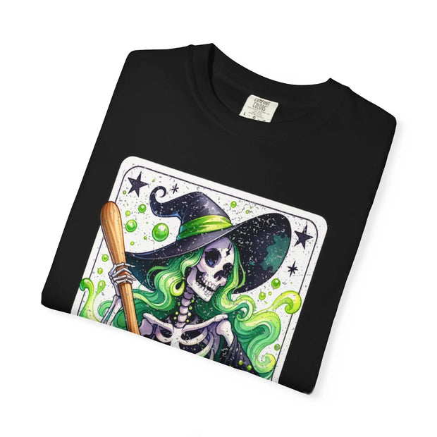 The Shit Stirrer Witch Skeleton Comfort Colors Tee LavenderCeleste