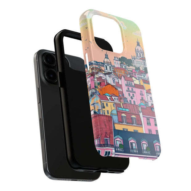 Lisbon Portugal Tough Phone Case – Pastel City Skyline Aesthetic