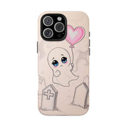 Sad Ghost with Heart Balloon Kawaii Tough Phone Case LavenderCeleste
