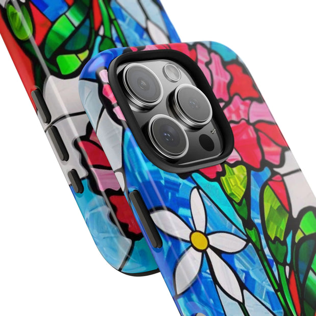 January Carnation Stained Glass Birth Flower Tough Phone Case