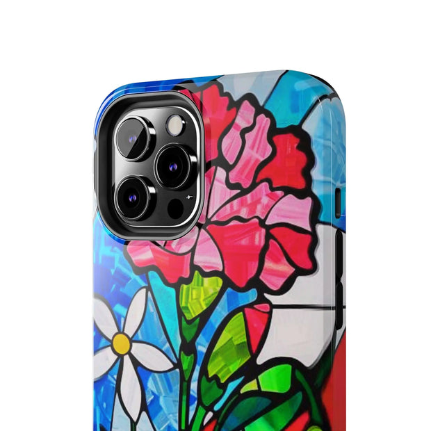 January Carnation Stained Glass Birth Flower Tough Phone Case