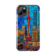 Shanghai Skyline Collage Pop Art Tough Phone Case LavenderCeleste