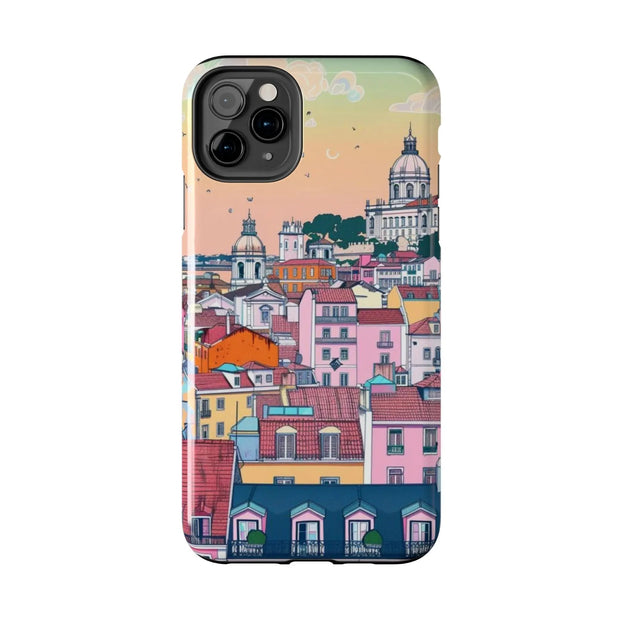 Lisbon Portugal Tough Phone Case – Pastel City Skyline Aesthetic