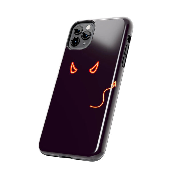 Neon Devil Eyes Tough Phone Case – Minimal Dark Glow Aesthetic Printify