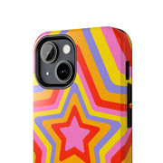 Retro Rainbow Star Groovy Tough Phone Case LavenderCeleste
