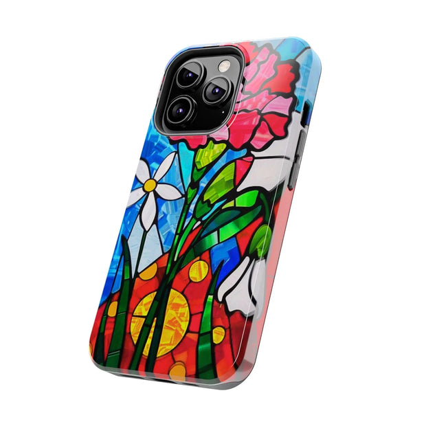 January Carnation Stained Glass Birth Flower Tough Phone Case