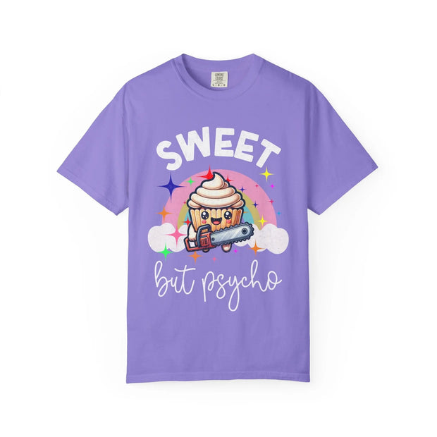 Sweet But Psycho Cupcake Comfort Colors Tee LavenderCeleste