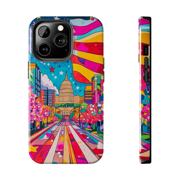 Washington DC Psychedelic Capitol Rainbow Tough Phone Case LavenderCeleste