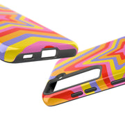 Retro Rainbow Star Groovy Tough Phone Case LavenderCeleste