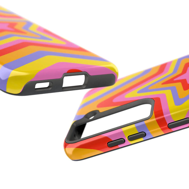 Retro Rainbow Star Groovy Tough Phone Case LavenderCeleste