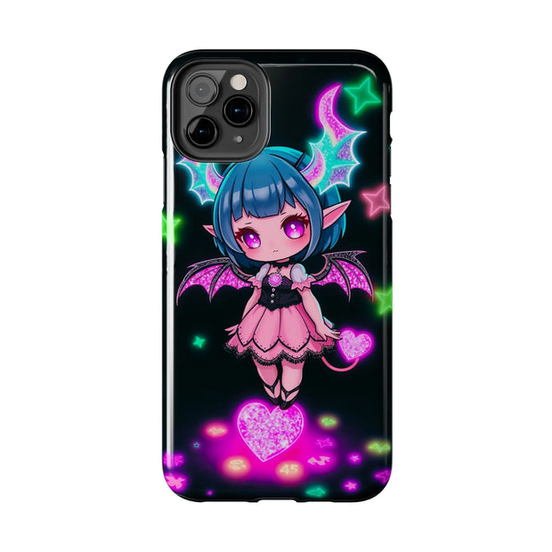 Kawaii Gothic Succubus Neon Heart Tough Phone Case