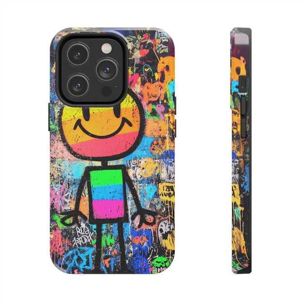 Rainbow Graffiti Smiley Tough Phone Case LavenderCeleste