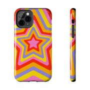 Retro Rainbow Star Groovy Tough Phone Case LavenderCeleste
