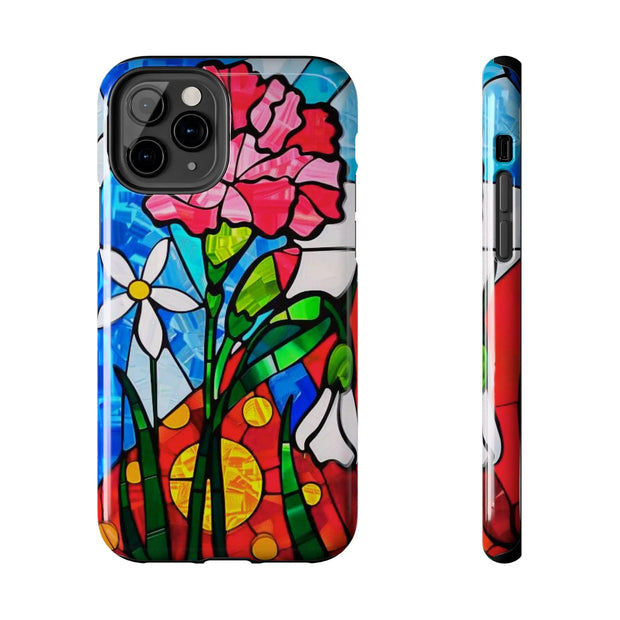 January Carnation Stained Glass Birth Flower Tough Phone Case