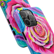 Vibrant Pink Rose Abstract Tough Phone Case LavenderCeleste