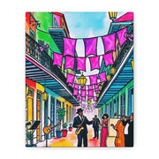 Vibrant New Orleans Jazz Street Matte Canvas – French Quarter Music Scene Printify
