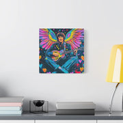 Psychedelic Guitar Angel Matte Canvas Art LavenderCeleste
