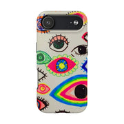 White Neon Evil Eye Psychedelic Pattern Tough Phone Case LavenderCeleste