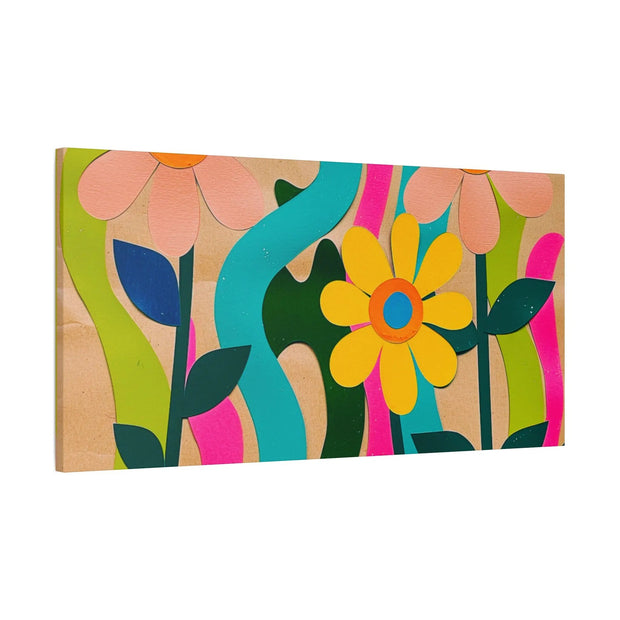 Groovy Paper Cut Flower Matte Canvas Art LavenderCeleste