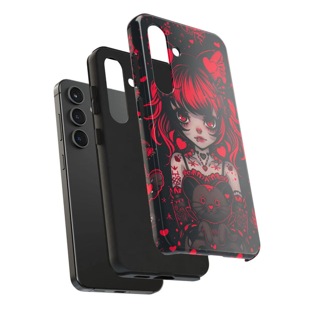 Kawaii Gothpunk Red Heart Tough Phone Case