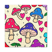 Kawaii Mushroom Cherry Flower Matte Canvas Print LavenderCeleste