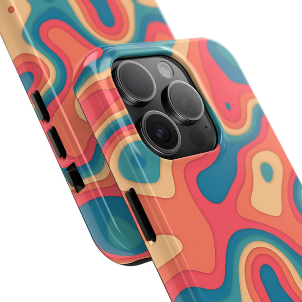 Retro Coral Abstract Mid-Century Tough Phone Case LavenderCeleste