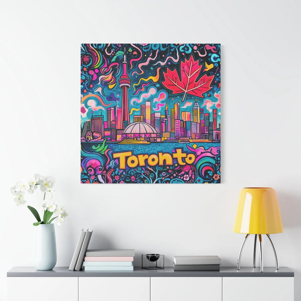 Toronto Pop Art Skyline Matte Canvas Wall Art LavenderCeleste