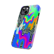 Trippy Technicolor Drip Retro Tough Phone Case LavenderCeleste