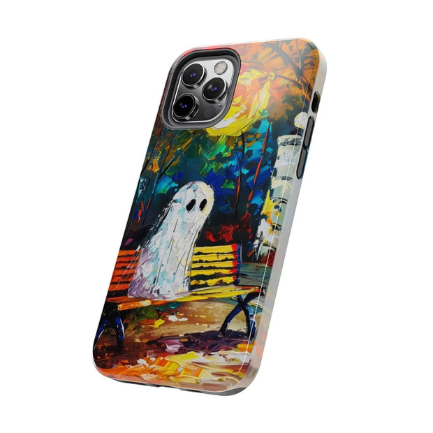 Lonely Ghost Tough Phone Case – Abstract Fall Park Bench Painting