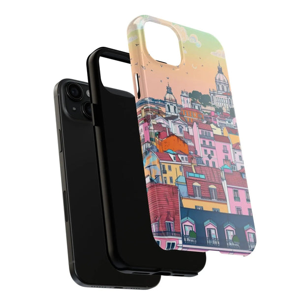 Lisbon Portugal Tough Phone Case – Pastel City Skyline Aesthetic