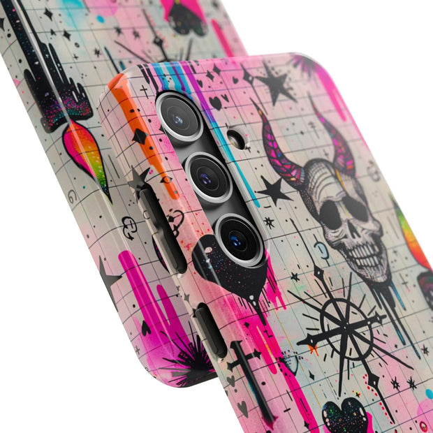 Skull Occult Neon Drip Pastel Goth Tough Phone Case LavenderCeleste