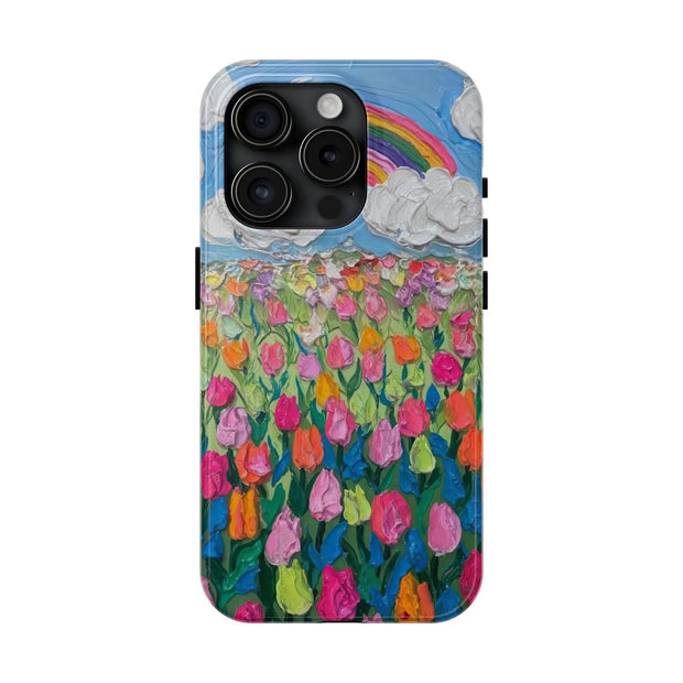 Rainbow Tulip Field Tough Phone Case LavenderCeleste